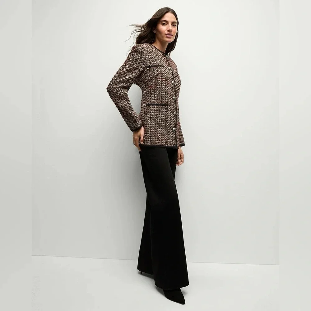 NEW Veronica Beard Watkins Dickey Tweed Collarless Jacket Grey Multi | size 2 - Picture 7 of 15